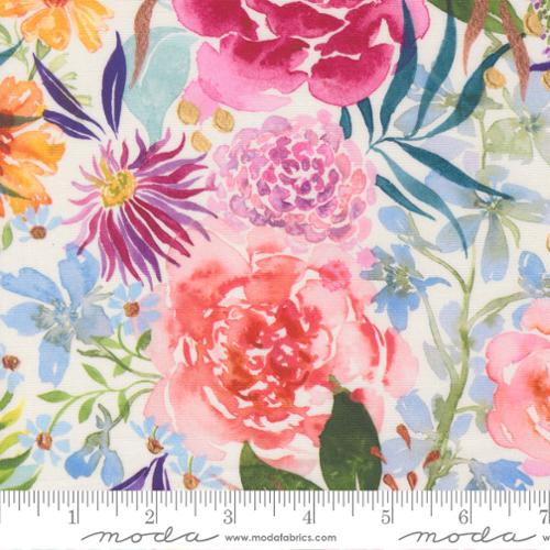 [39860 11] Midsummer Bloom Large Floral Watercolor, Soulstice Cloud, Create Joy Project, Moda Fabrics