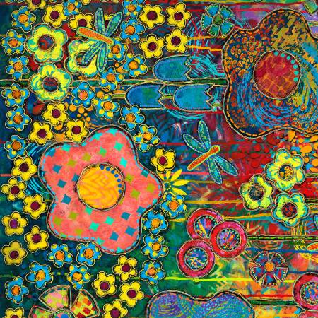 [PWSP106-MULTI] Dragonfly Dance-Multi, Dragonfly Dance, Sue Penn, FreeSpirit Fabrics