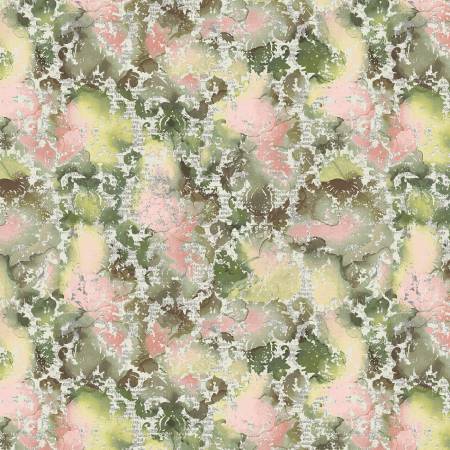 [8489S-62] Moss Textured Damask, Nancy Smith, Flamingo Fling, StudioE Fabrics