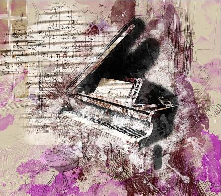 [MAD-003] Abstract Piano Panel 17in x 15in, Focus on Fabric Collection