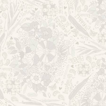 [54703-2] Linen Blooming Doodles, Sway by Kori Turner Goodhart, Windham Fabrics