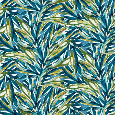 [8530S-71] Turquoise Leaf Allover, Color Me Abstract, Julie Hamilton, StudioE Fabrics