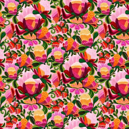[PWKI004.BLUSH] Rococo Garden, Paradise Blooms, Kirsten Katz, FreeSpirit Fabrics