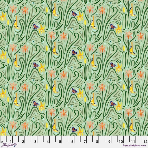 [PWAT006.GREEN] Daylily Dance, Backyard Wonder, Adam Trest, FreeSpirit Fabrics