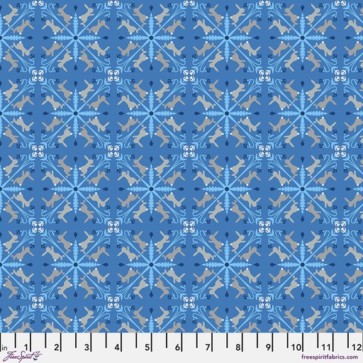[PWAT010.BLUE] Racing Rabbits, Backyard Wonder, Adam Trest, FreeSpirit Fabrics