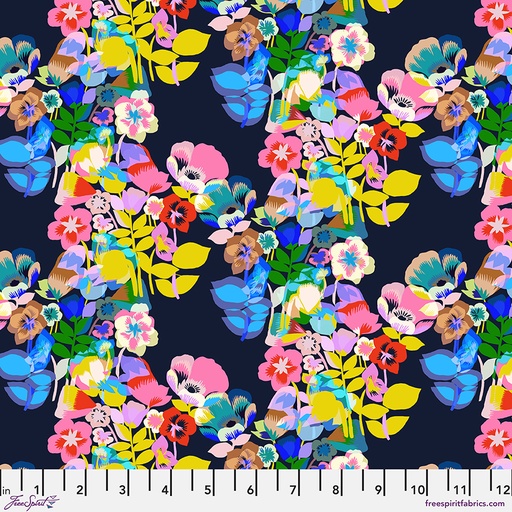 [PWKC006.NIGHT] Plumeria Night, Vibrant Botanica, Kitty McCall, FreeSpirit Fabrics
