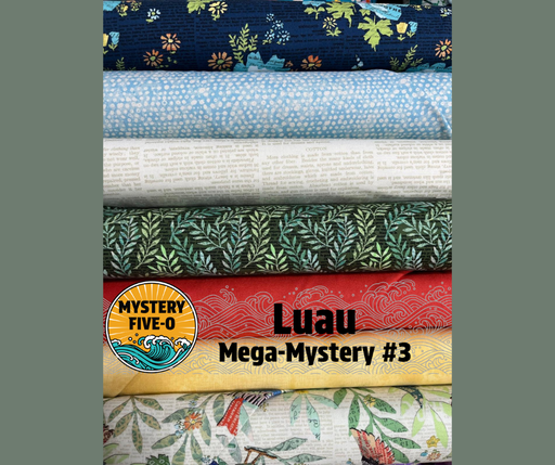 [paper hamlet] Luau Mega Quilt Kit, Blue Collage w/ Birds, Mystery Five-0