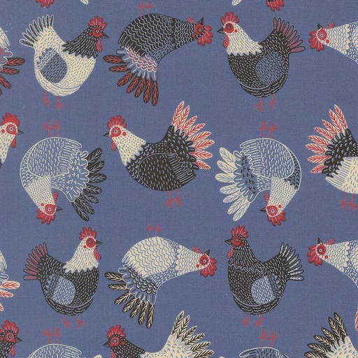 [48433 19] Tossed Chickens Light Blue, The Henhouse, Gingiber, Moda Fabrics