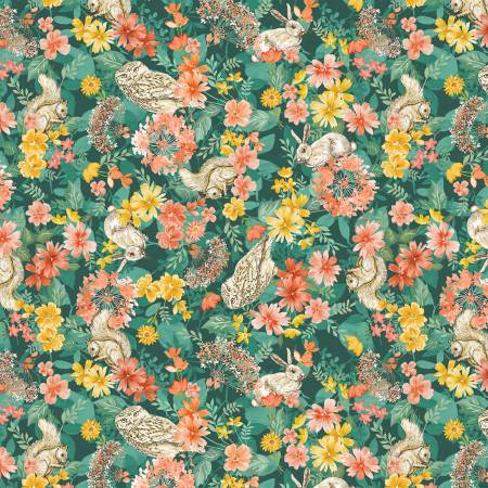 [16808-84] Charming Forest Teal, Montgomery Mountain, Belle Brunner, Benartex