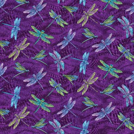 [16400-64] Large Dragonfly Purple, Dragonfly Wonder, Ann Lauer, Benartex Fabrics