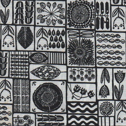 [X6452] Flower Garden Black/White