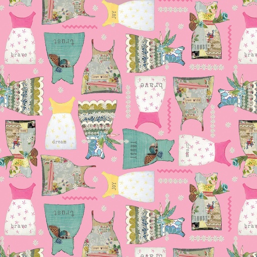 [13337-22 ROSE] Apron Fabric, Seek Joy, Kelly Rae Roberts Fabric, Inspired Heart,  Benartex Fabrics