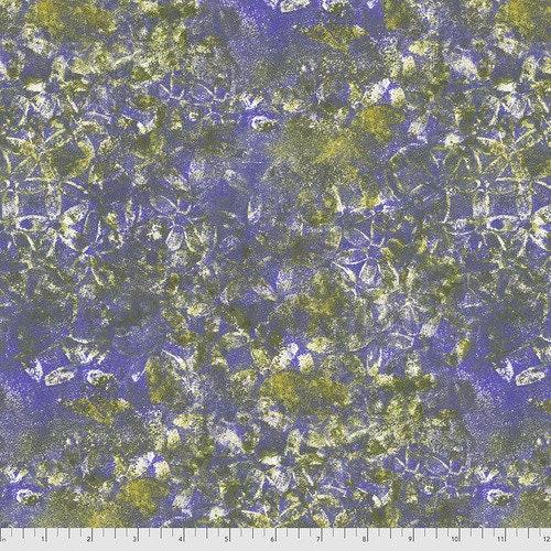 [PWDB018-AllInTogether-Moss] Blue Floral Fabric, Denise Burkitt, FreeSpirit Fabrics, Fabric by the Yard