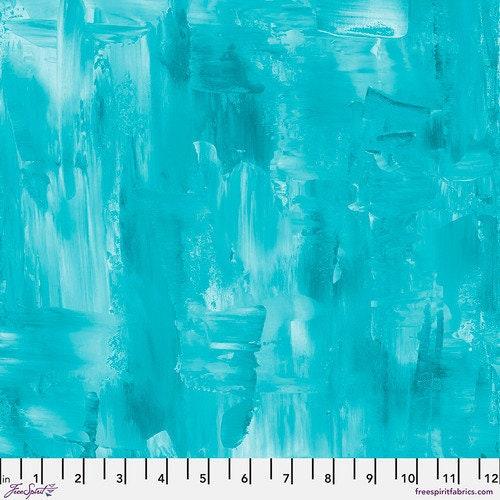 [PWSP018.Aqua] Brushstrokes - Aqua, Textures, Sue Penn, PWSP018, FreeSpirit Fabrics