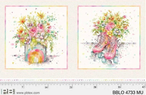 [4733] Boots and Blooms Cotton Panel, Sillier than Sally, #04733, P&B Textiles
