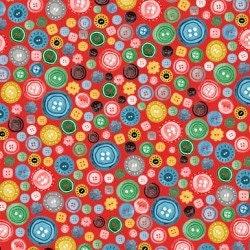 [CX10222-WATE-RED] Button Fabric, A Stitch in Time, Michael Miller Fabrics, CX10222