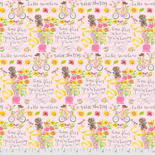 [PWAK009.PINK] Calendar Girls, Anne Keenan Higgins, Floral Cotton Fabric, Free Spirit Fabrics