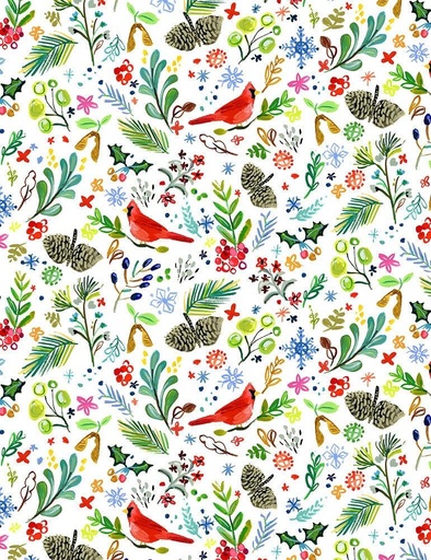 [STELLA-DJL1839] Cardinal Fabric, Christmas Cotton, August Wren, Dear Stella