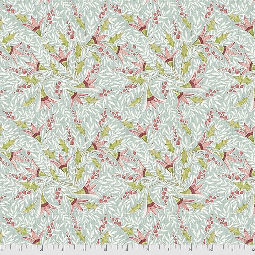 [PWCD008-BLUE] Christmas Fabric, Holly Berries, Floral Fabric, Cori Dantini Fabric, FreeSpirit Fabrics