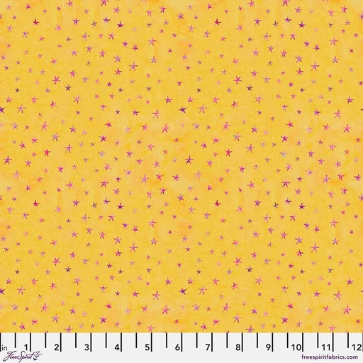 [PWMC025-Yellow Magic Dust] Cotton Star Fabric, Magic Dust, Magic Friends, Mia Charro, FreeSpirit Fabrics