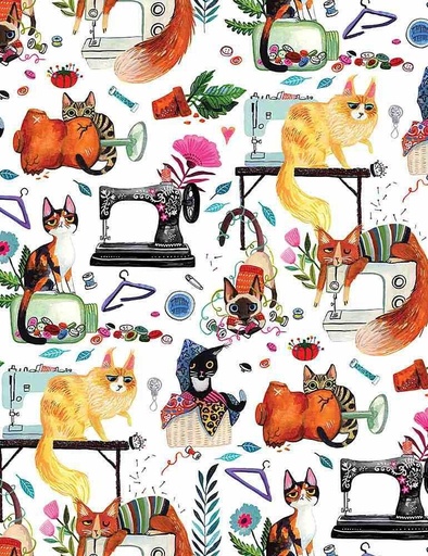 [WSTELLA-PMB2027] Cuddle Cat Fabric, Sew Mischievous Minky, Polyester Digital 58/60in, Dear Stella