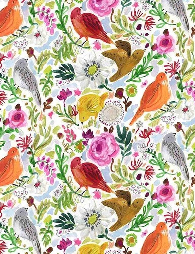 [STELLA-DJL2109] Flying Away, Earth Day Cotton Bird Fabric, August Wren, Dear Stella