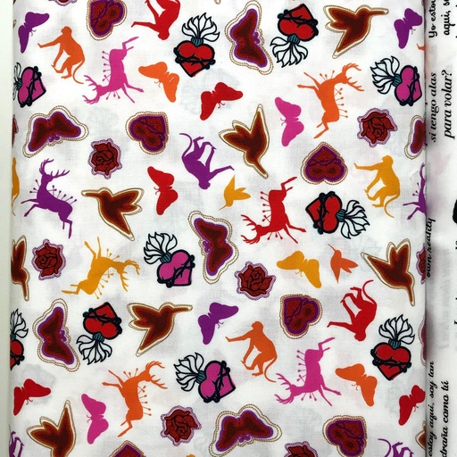 [AULD-19613-1 WHITE] Frida Kahlo Animal Print, AULD-19613-1 White, Cotton Fabric, Robert Kaufman Fabrics