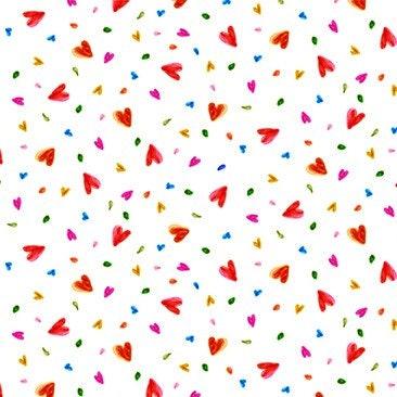 [DC10206-WHIT-D] Heart Cotton Fabric, Vanessa Brantley Newton, We Are All Kinds of Wonderful, Michael Miller
