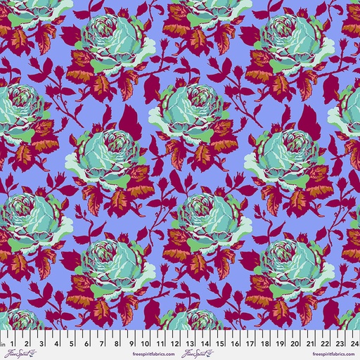 [CLAH005.PERIWINKLE] Large Roses Cotton Lawn, Vivacious, Anna Maria, FreeSpirit Fabrics