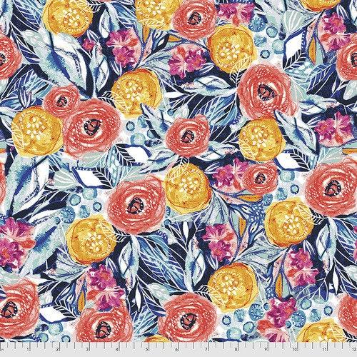 [PWKK028] Multi Floral Fabric, Roses, Kelli May Krenz, Boho Blooms, FreeSpirit