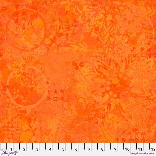 [PWSP037.ORANGE] Orange Quilting Fabric, Tonal Graffiti, Texture Cotton, Sue Penn, PWSP037, FreeSpirit Fabrics