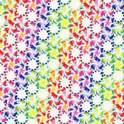 [WELD-20215-263 RAINBOW] Peppermints, Christmas Fabric, Robert Kaufman, Rainbow Christmas, Glow Wishwell
