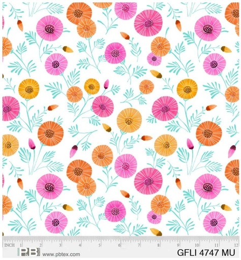 [GFLI 4747 MU-Garden Flight] Pink Floral Cotton, Eulalia Mejia, Garden Flight, P&B Textiles