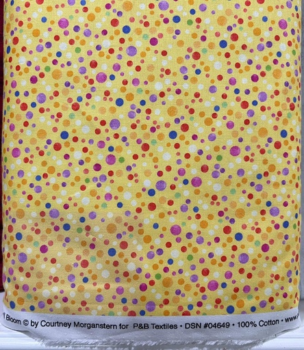 [FBLO 4649 Yellow] Polka Dots Cotton Fabric, Full Bloom, Courtney Morgenstern, P&B Textiles