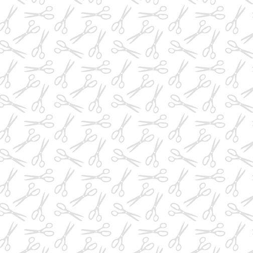 [13086-09 White] Scissors Cotton Fabric, Sew Bloom, Cherry Guidry, Benartex Fabrics