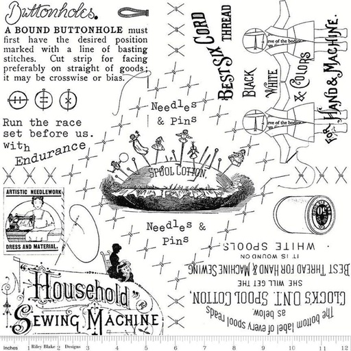 [C11343-WHITE] Sew Vintage Text, C11343, J. Wecker Frisch, Riley Blake Designs