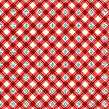 [CX10375-REDX-D] Snowflake Gingham, Vintage Christmas, Michael Miller Fabrics