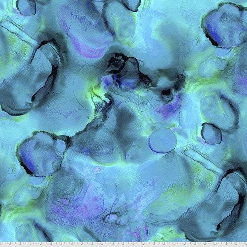 [PWTH177.INTRIGUE Alchemy] Tim Holtz, Teal/Blue Fabric, Alchemy, Eclectic Elements, FreeSpirit Fabrics