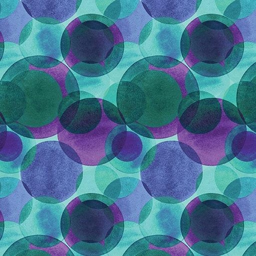 [13366-83] Watercolor Circles, Teal Multi, Bernatex Studios