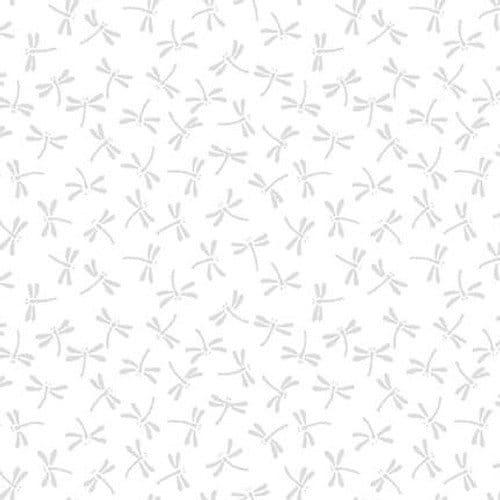 [4332-01W - Dragonfly - White] Dragonfly Fabric White, Morning Mist, Blank Quilting
