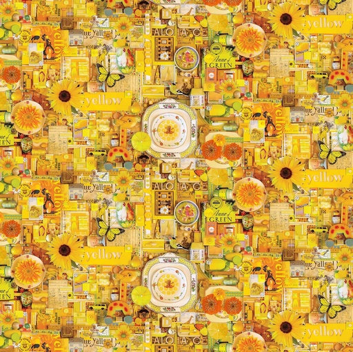 [Yellow Collage - DP22413-52] Yellow Collage Fabric, Fabric by the Yard, Northcott Fabric