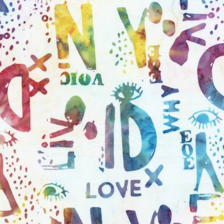 [711Q-6] Paper Batik Words, Found, Carrie Bloomston, Anthology Fabrics