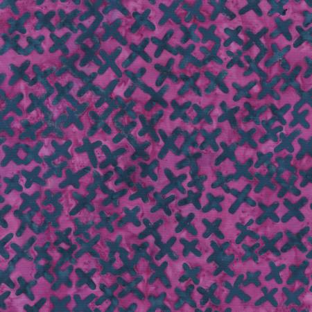 [713Q-2] Orchid Batik X'S, Found, Carrie Bloomston, Anthology Fabrics