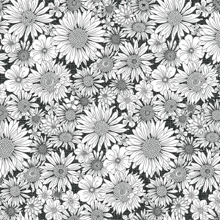 [13676B-13] Charcoal Upsy Daisy, Pat Sloan, Benartex Fabrics