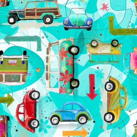 [20885-TRQ-CTN-D] Keep On Truckin' Turquoise, Road Trippin, Connie Haley