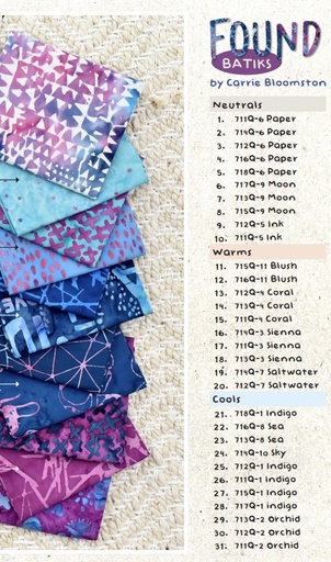 [FQ Cool-FoundBatiks] Found Batiks Cool, Fat Quarter Bundle, Carrie Bloomston, Windham Fabrics