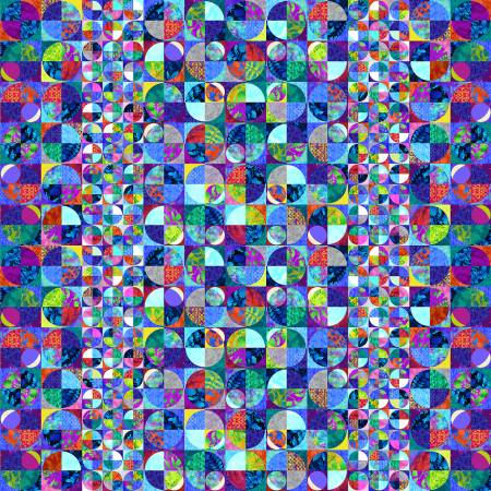 [7288S-77] Indigo Quarter Circle Blocks 24 Inch, Art Loft, StudioE