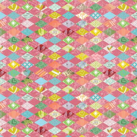 [16145B-25] Painted Harlequin Coral, A Heart Led Life, Kelly Rae Roberts, Benartex Fabrics