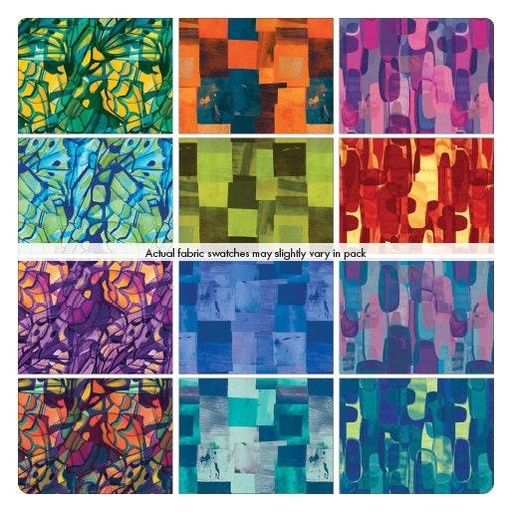 [Watercolor Geometry] Watercolor Geometry, 18 Fat Quarter Bundle, by Marta Cortese, Benertex Artistry Fabrics
