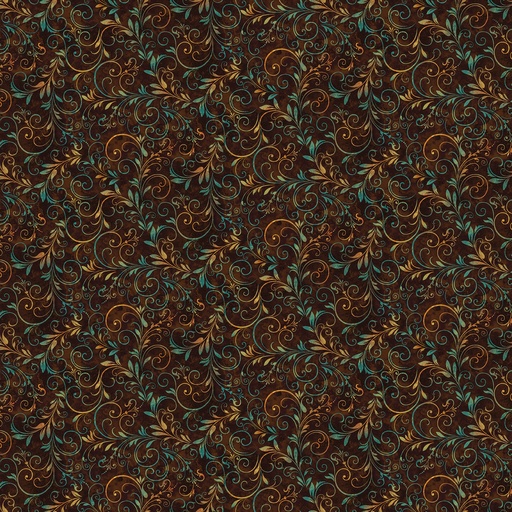 [7254-38BROWN] Fall Into Autumn, Brown Flourish, StudioE Fabric